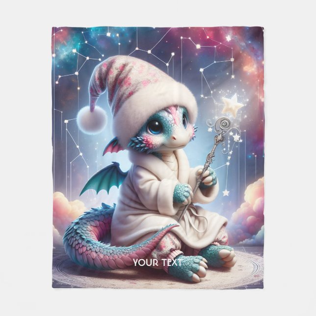 Fantasy Cute Baby Dragon Personal Fleecefilt (Framsidan)