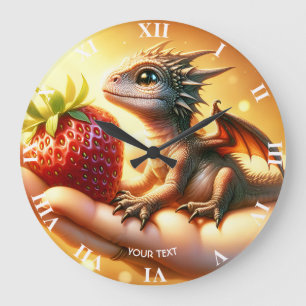 Fantasy Cute Baby Dragon Strawberry Stor Klocka