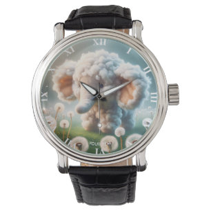 Fantasy Cute Baby Elephant Flowers Armbandsur