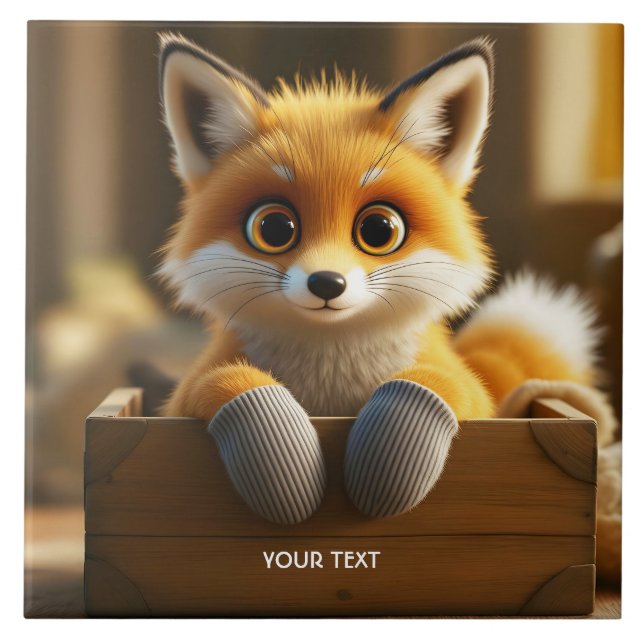 Fantasy Cute Baby Fox Box Kakelplatta (Framsidan)