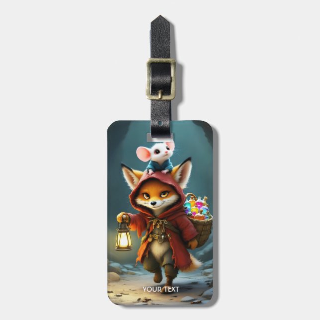 Fantasy Cute Baby Fox Mouse Bagagebricka (Vertikal Framsida)