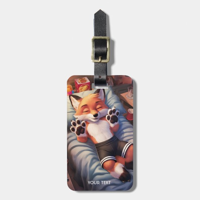 Fantasy Cute Baby Fox Sleeping Bagagebricka (Vertikal Framsida)