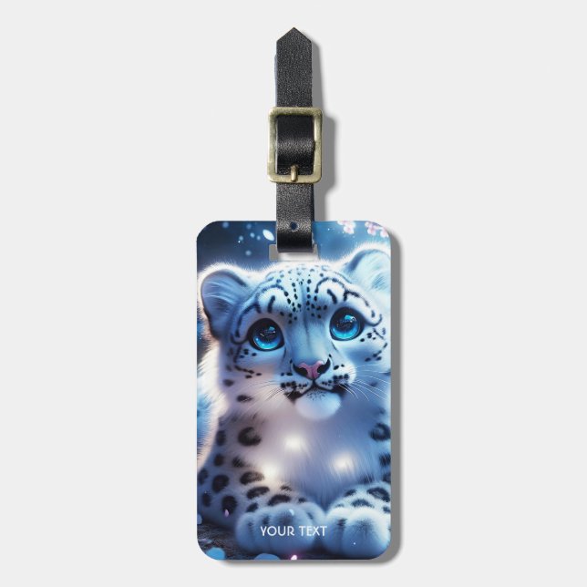 Fantasy Cute Baby Snö Leopard Bagagebricka (Vertikal Framsida)