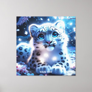 Fantasy Cute Baby Snö Leopard Canvastryck