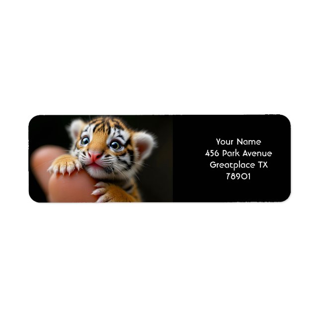 Fantasy Cute Baby Tiger Finger Returadress Etikett (Framsidan)