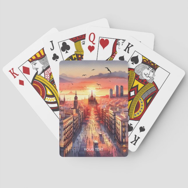 Fantasy Cute Barcelona Sunset View Casinokort (Baksidan)