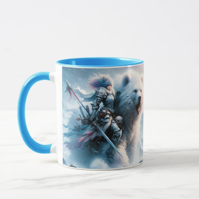 Fantasy Cute Bear Female Warrior Mugg (Vänster)