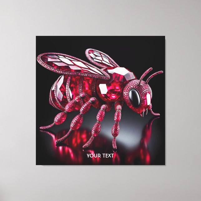 Fantasy Cute Bee Ruby Diamonds Canvastryck (Framsida)