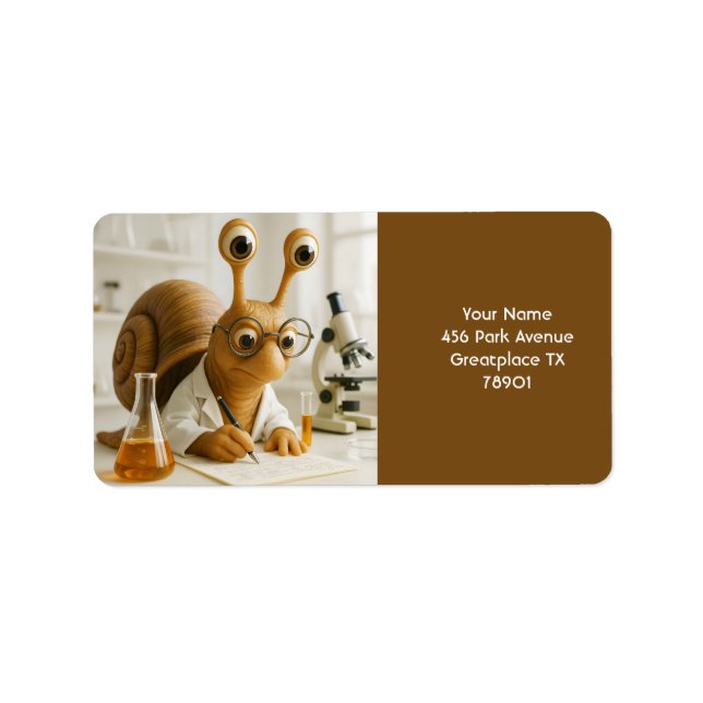 Fantasy Cute Berömd Snigel Scientist Adressetikett (Framsidan)