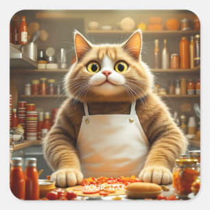 Fantasy Cute Big Ögon Cat Fyrkantigt Klistermärke