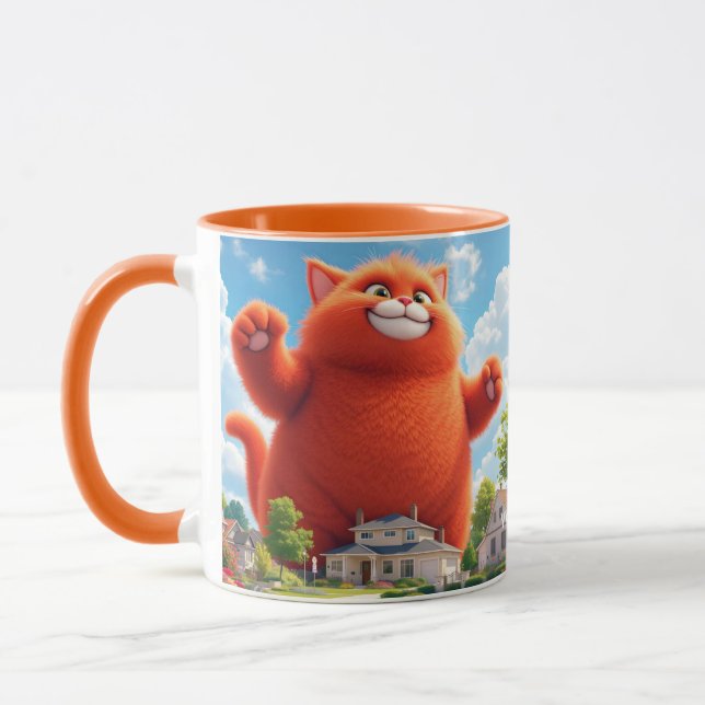 Fantasy Cute Big Orange Cat Mugg (Vänster)