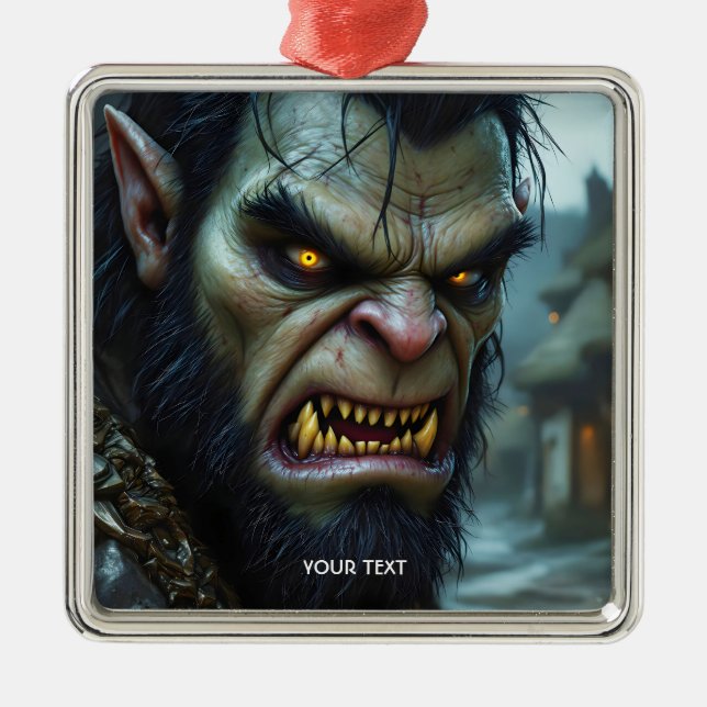 Fantasy Cute Big Strong Warrior Julgransprydnad Metall (Framsidan)