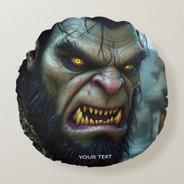 Fantasy Cute Big Strong Warrior Rund Kudde (Framsidan)