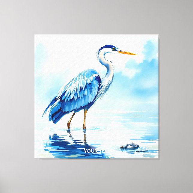 Fantasy Cute Bird Blue Watercolor Canvastryck (Framsida)
