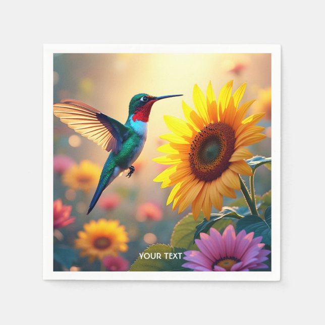 Fantasy Cute Bird SunBlommor Pappersservett (Framsidan)