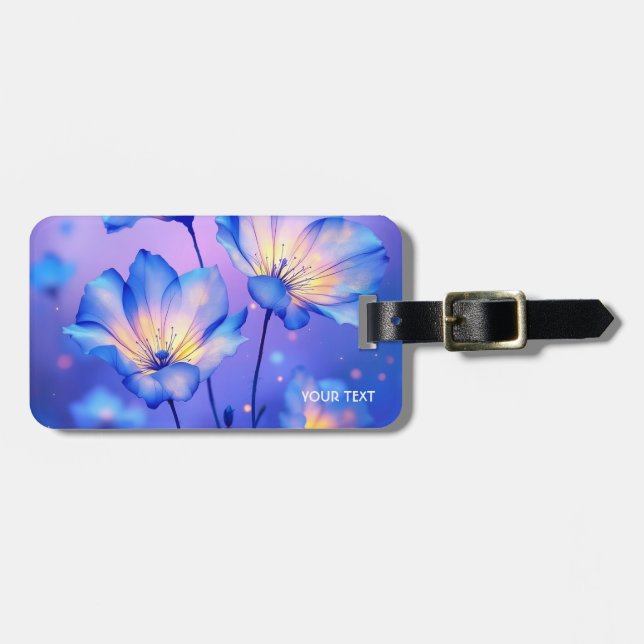 Fantasy Cute Blåa blommor Light Bagagebricka (Horisontell Framsida)