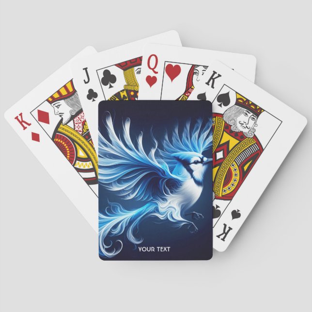Fantasy Cute Blue Flies Bird Casinokort (Baksidan)