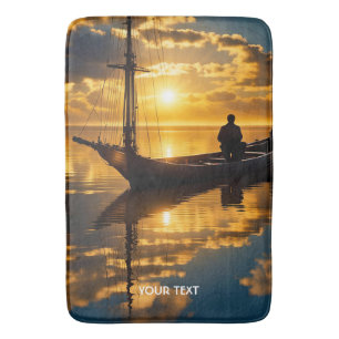 Fantasy Cute Boat Sunset Sea Badrumsmatta