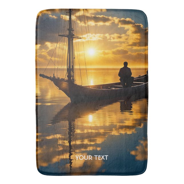 Fantasy Cute Boat Sunset Sea Badrumsmatta (Framsidan (Vertikal))