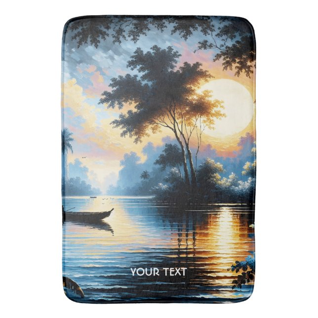 Fantasy Cute Boat Sunset Sjö Badrumsmatta (Framsidan (Vertikal))