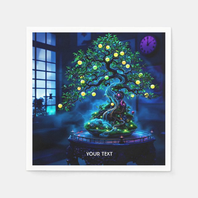 Fantasy Cute Bonsai Träd Ljus Pappersservett (Framsidan)