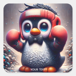 Fantasy Cute Boxing Glove Bird Fyrkantigt Klistermärke