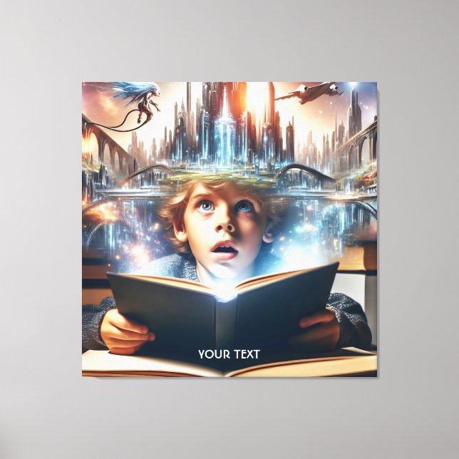 Fantasy Cute Boy City Bok Canvastryck (Framsida)