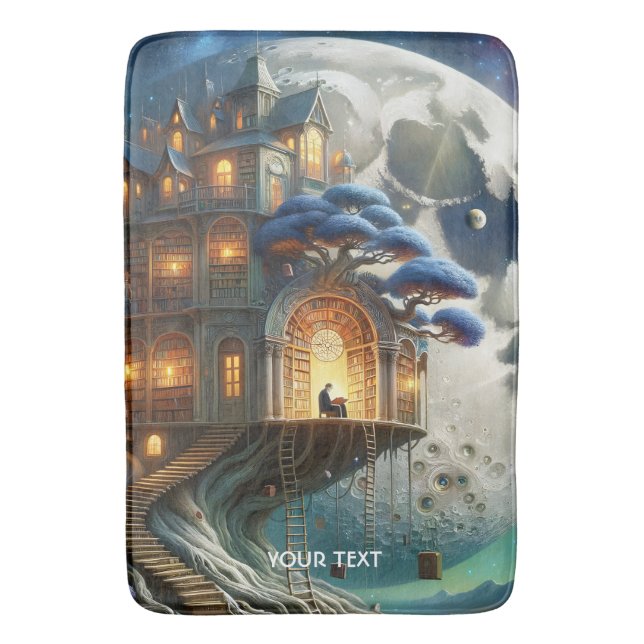 Fantasy Cute Boy Måne Bibliotek Badrumsmatta (Framsidan (Vertikal))