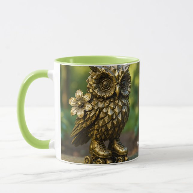 Fantasy Cute Brass Owl Skates Mugg (Vänster)