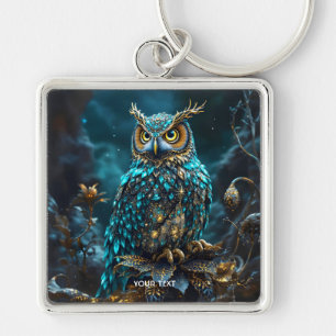Fantasy Cute Brass Turcos Uggla Fyrkantig Silverfärgad Nyckelring
