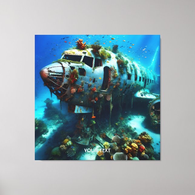 Fantasy Cute Broken Airplan Ocean Canvastryck (Framsida)