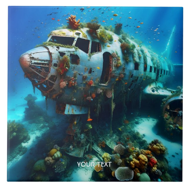 Fantasy Cute Broken Airplan Ocean Kakelplatta (Framsidan)