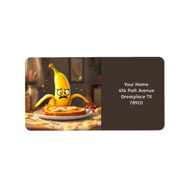 Fantasy Cute Butter Banana Toast Adressetikett (Framsidan)