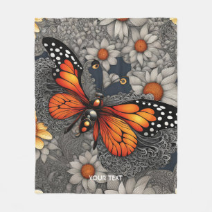 Fantasy Cute Butterfly Filigree Flowers Fleecefilt