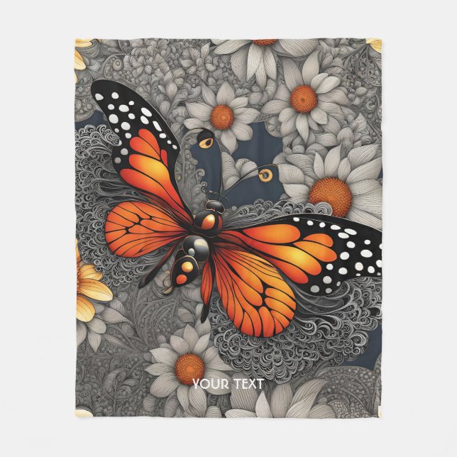 Fantasy Cute Butterfly Filigree Flowers Fleecefilt (Framsidan)