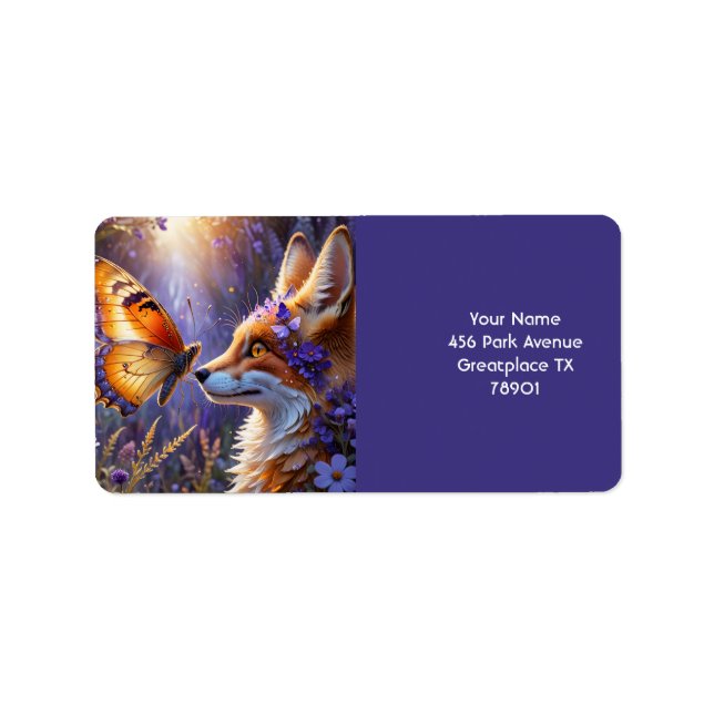 Fantasy Cute Butterfly Flox Adressetikett (Framsidan)