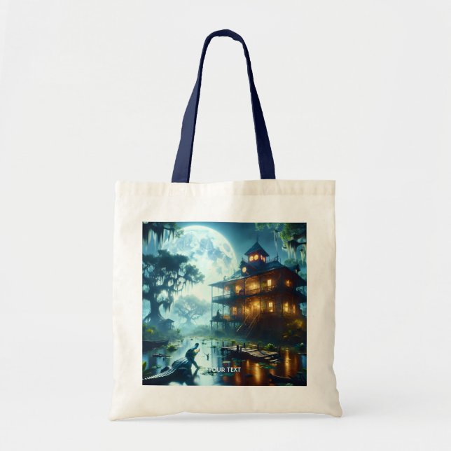 Fantasy Cute Cabin Sjö Crokodile Tygkasse (Framsidan)