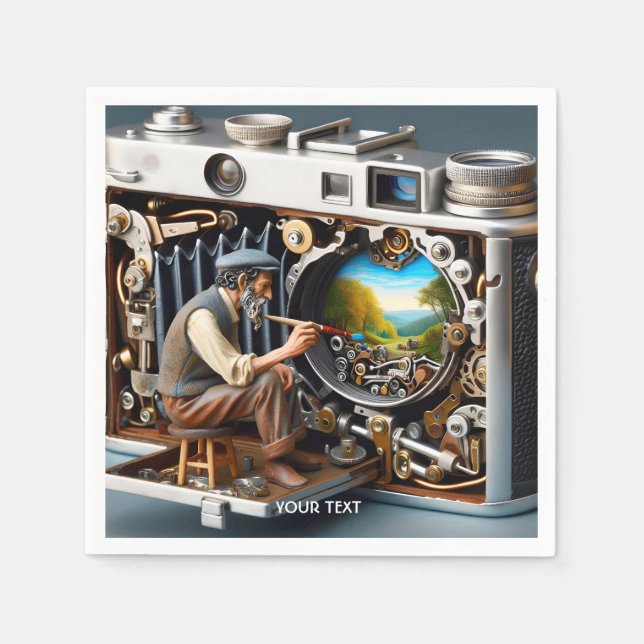 Fantasy Cute Camera Painting liggande Pappersservett (Framsidan)