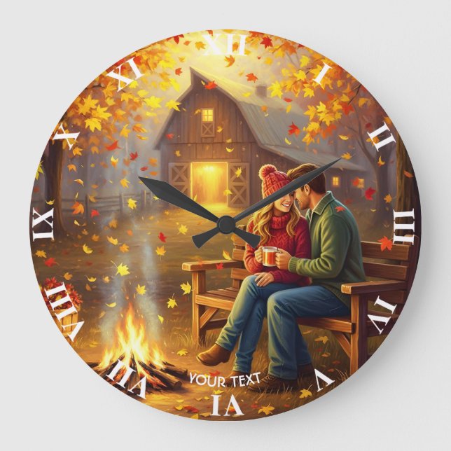 Fantasy Cute Campfire Land Stor Klocka (Framsida)