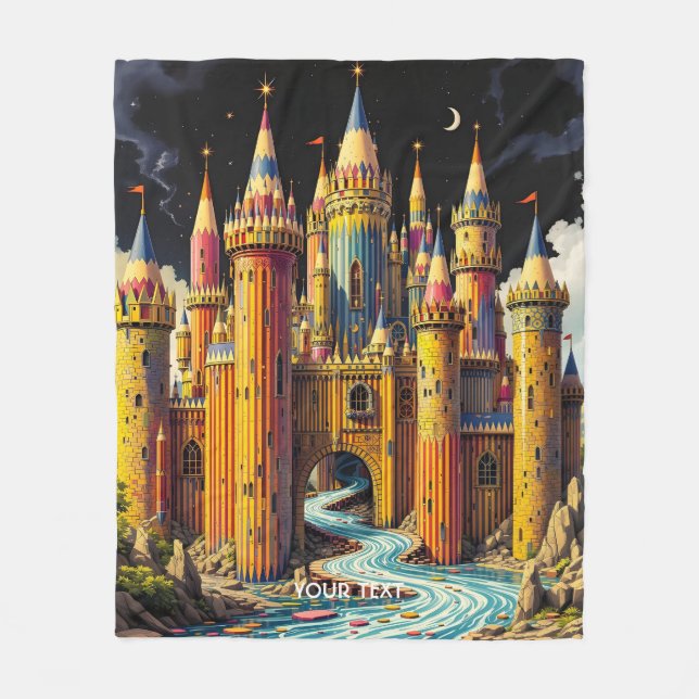 Fantasy Cute Castle från Pencil Fleecefilt (Framsidan)
