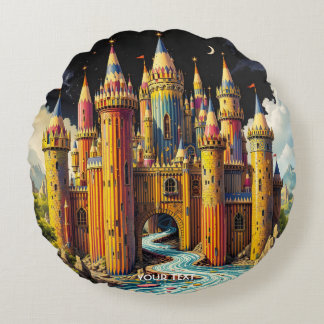 Fantasy Cute Castle från Pencil Rund Kudde
