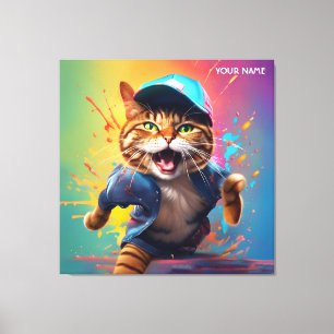 Fantasy Cute Cat Dancing Hip-pop Canvastryck