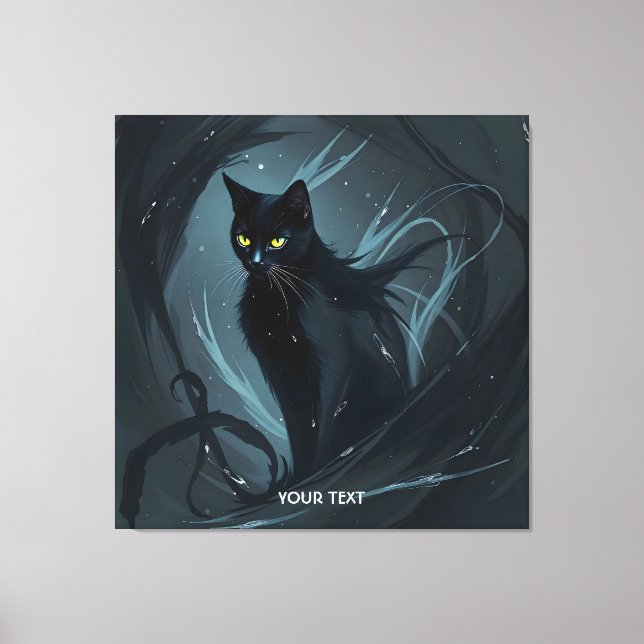 Fantasy Cute Cat Natt Black Canvastryck (Framsida)
