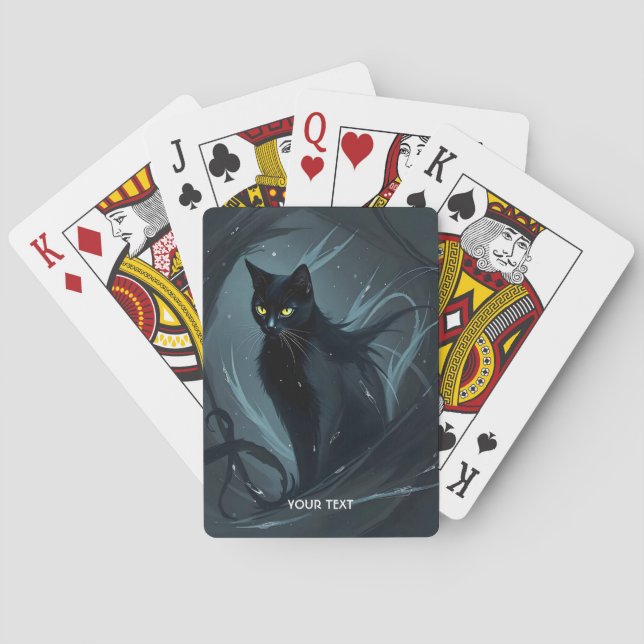 Fantasy Cute Cat Natt Black Casinokort (Baksidan)