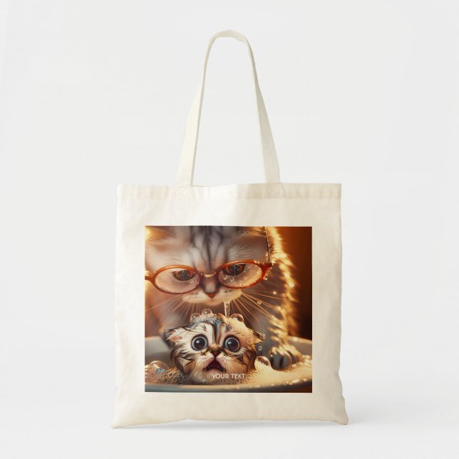 Fantasy Cute Cat Tvättande Kitten Tygkasse (Framsidan)