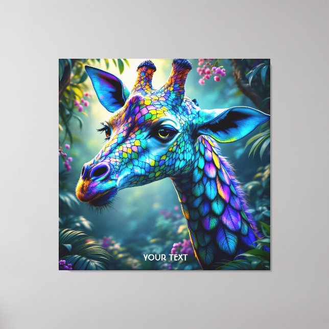 Fantasy Cute Chameleon som Giraffe Canvastryck (Framsida)