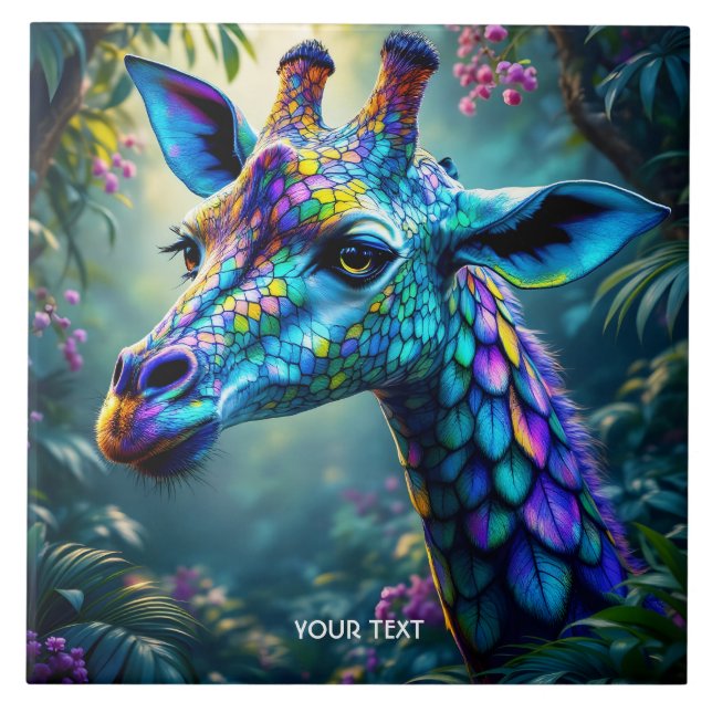 Fantasy Cute Chameleon som Giraffe Kakelplatta (Framsidan)