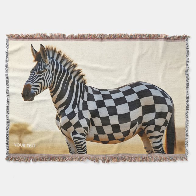 Fantasy Cute Checkated White Zebra Filt (Framsidan)