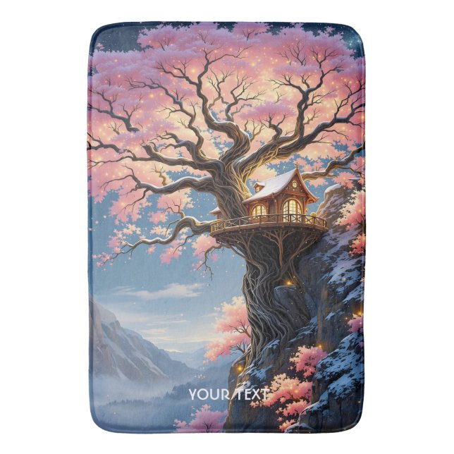 Fantasy Cute Cherry Blommar Träd Badrumsmatta (Framsidan (Vertikal))