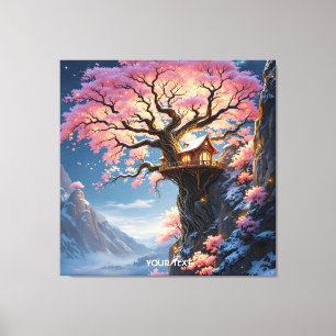 Fantasy Cute Cherry Blommar Träd Canvastryck